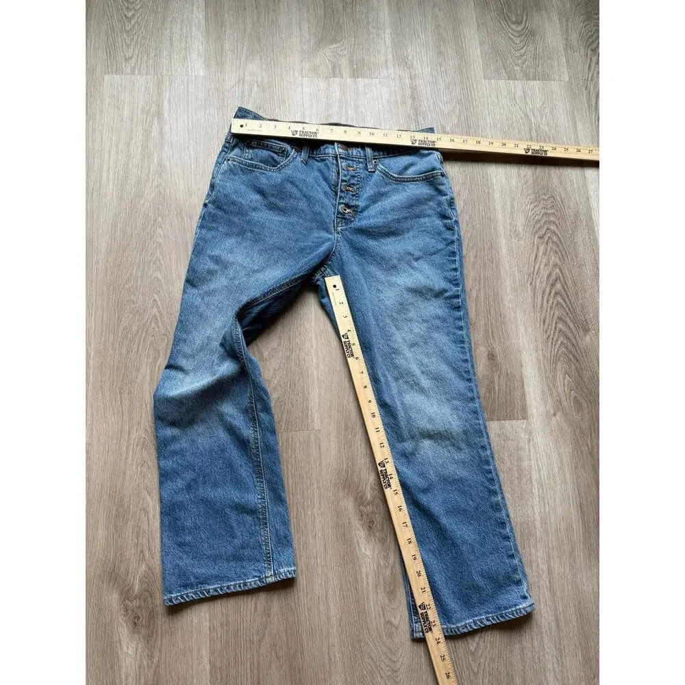 J.CREW Mid Rise Flare Crop, women's size 28, denim jeans, button fly  casual - Picture 2 of 5